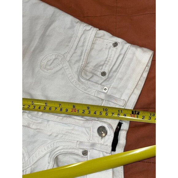 Mie Embroidered White High-Waisted Denim Shorts Size 34 Womens - Picture 7 of 8